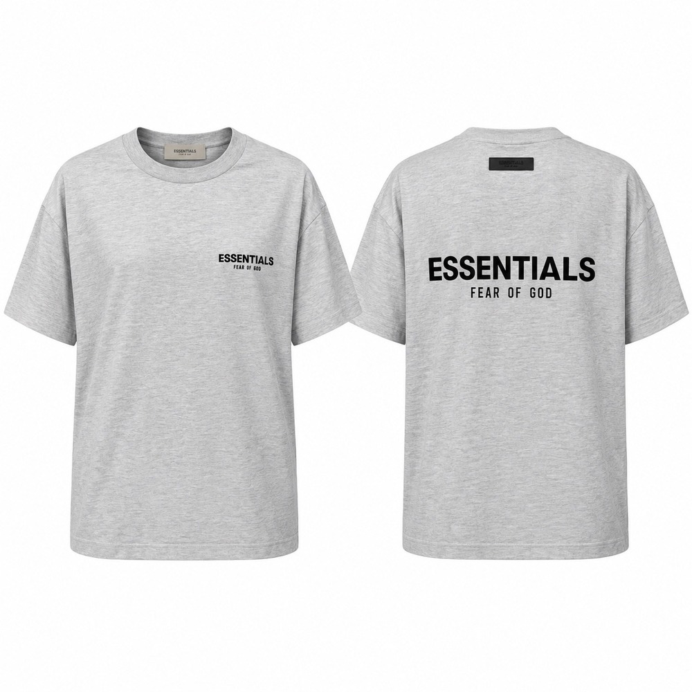 Fear of God Essentials T-Shirt Heather Grey Logo XL Streetwear Tee